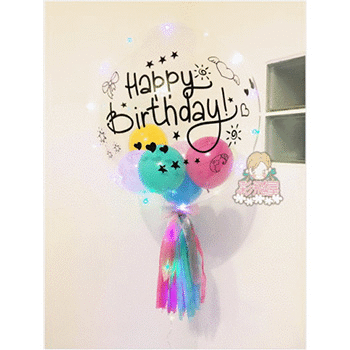 「轉印貼紙」happy birthday貼紙-泡泡球 鋁箔氣球專用 生日快樂