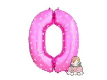 ஐ 16吋[粉紅愛心]數字鋁箔氣球0~9 (40cm) 數字氣球