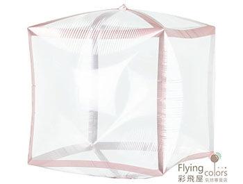 15吋立方體-透明 線條玫瑰金(1袋3個價)(38*38cm)