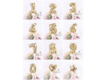 *生日蛋糕插牌裝飾* 金色數字自動充氣氣球0~9 生日