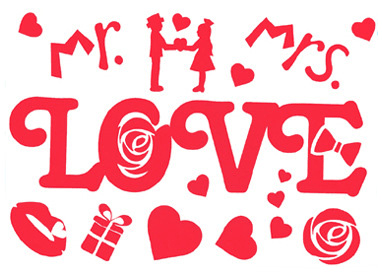 「轉印貼紙」Mr & Mrs Love 玫瑰 波波球 持久球 透明氣球貼紙