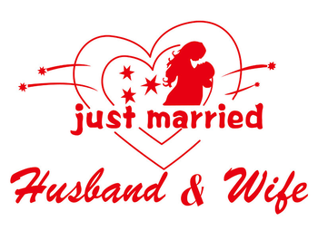 「轉印貼紙」just married Huaband & Wife 新婚夫妻 波波球 持久球 透明氣球貼紙