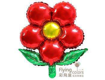 ஐ最耐久的氣球花-五瓣綠葉[紅色花瓣+黃色花心] 兩款尺寸供選擇