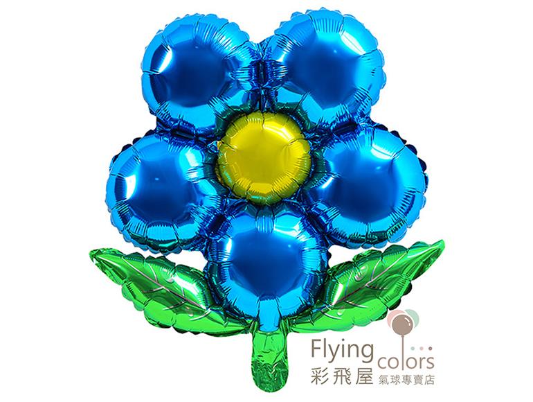 ஐ最耐久的氣球花-五瓣綠葉[深藍色花瓣+黃色花心](45*45cm)
