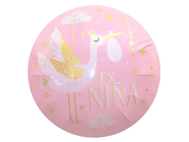 18吋圓形送子鳥 信鴿鋁箔氣球[寶寶粉色](42cm)