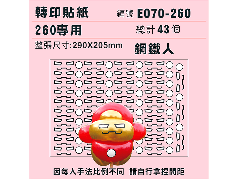 迷你系列-*定位版*鋼鐵人-260專用 ✵轉印貼紙✵(43組)
