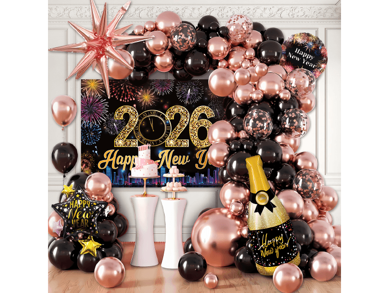 氣球鏈套装-新年2026[黑粉爆炸星]