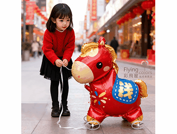 ஐ帶輪子會走路的『馬上發財』鋁膜氣球(70*50cm)