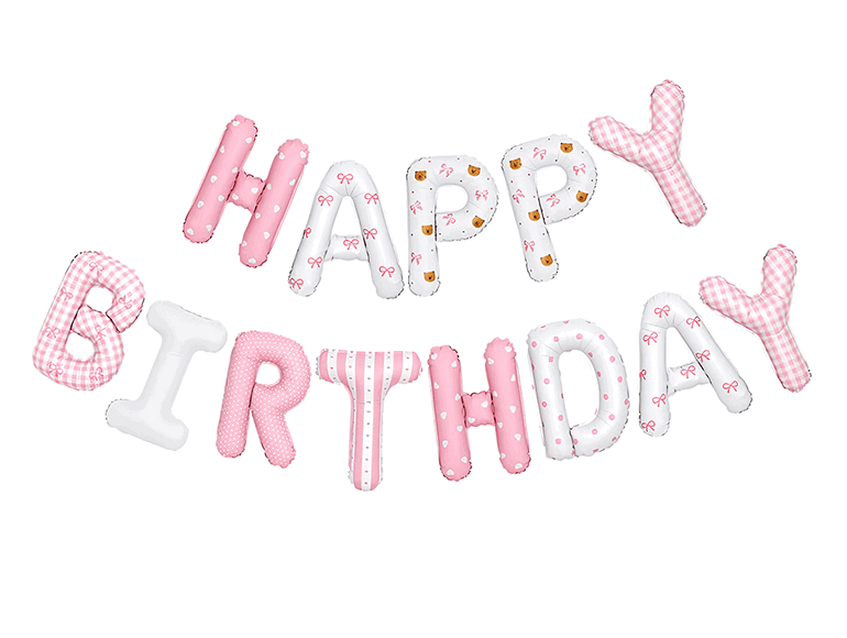 ஐ16吋可懸掛韓風生日字母球[寶貝粉]