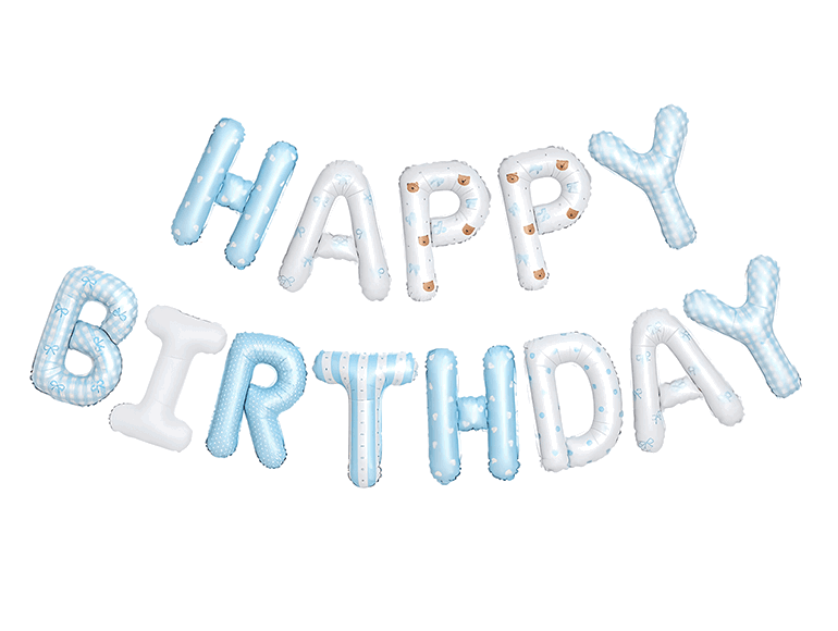 ஐ16吋可懸掛韓風生日字母球[寶貝藍]