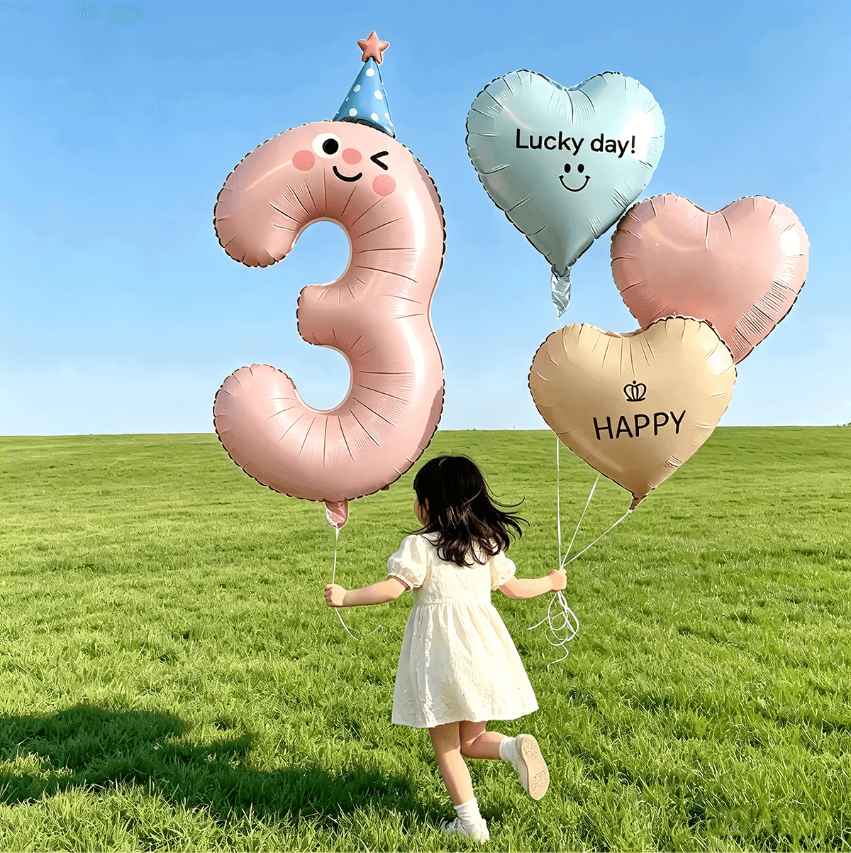 草原上的3歲生日氣球_阿拉伯數字_生日帽數字0~9氣球_戶外派對佈置