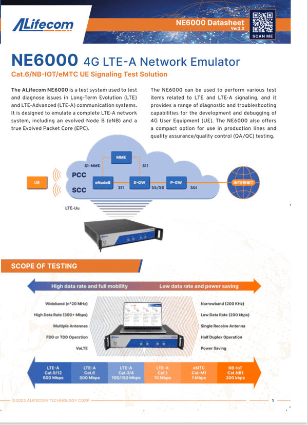NE6000 LTE-A Network Emulator Brochure (English)