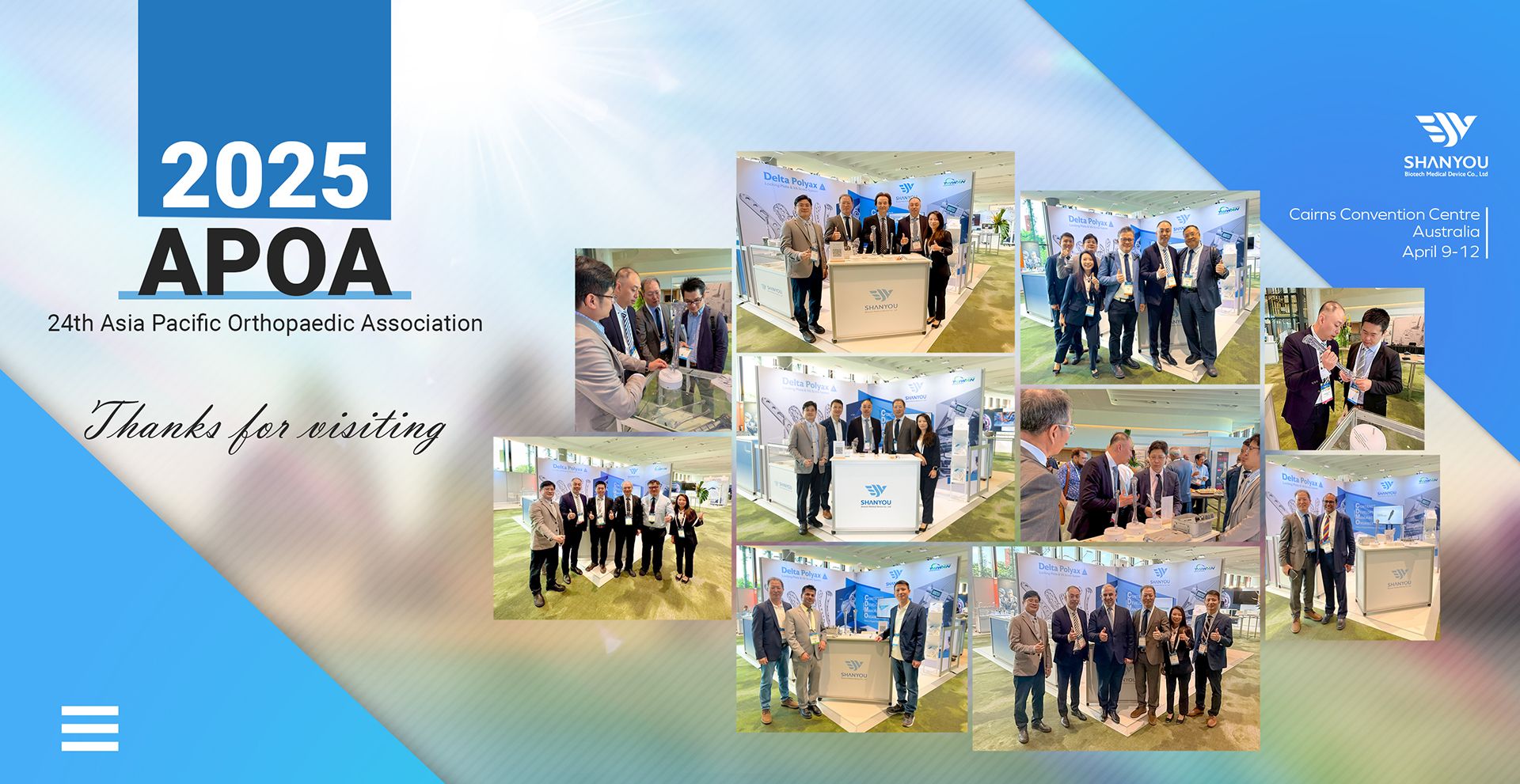SHANYOU Biotech was honored at the APOA Congress in Cairns, highlighting Taiwan’s orthopedic innovation. Thank you to all who visited—we’ll keep advancing better solutions for global healthcare.