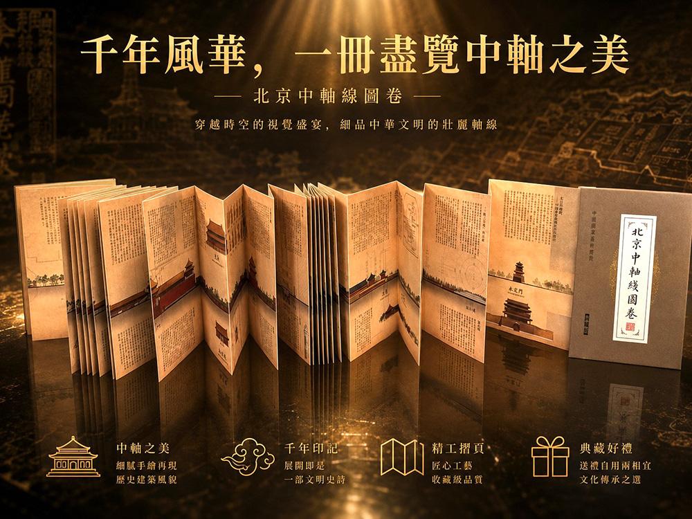 北京中軸線圖卷【經摺裝+書盒】